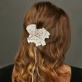 thumbnail image 2 of Unique Bargains 1 Pc Claw Clip Fashion Scalloped Ribbon Hair Clip Coffee Color, 2 of 5