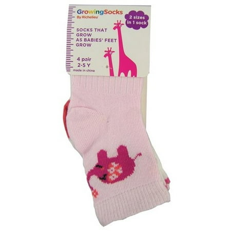 Growing Socks Baby Girls' Socks, Baby Girl Animal, 4-Pack