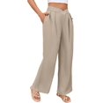 thumbnail image 3 of Womens Casual Solid Color Straight Leg Dress Pants Commute Work Trousers Khaki S, 3 of 9