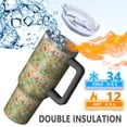 thumbnail image 5 of 40oz Pioneer Flower Floral Print Pattern Insulated Tumbler with Handle, BPA-Free Leak Proof Lid and Straws, Double Wall Vacuum, Hot 12h/Cold 34h, 5 of 6