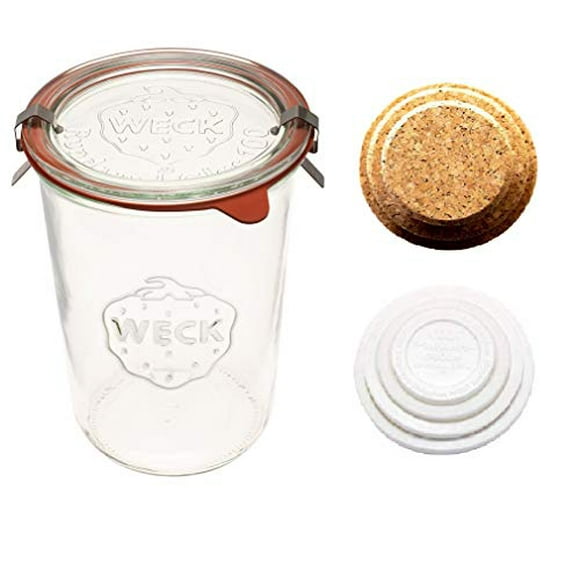 Weck Canning Jar 743-3/4 L Weck Mold Jars made of Transparent Glass - Eco-Friendly Canning Jar - Food Storage Containers with Lids Airtight – 1 Jar with Keep Fresh Cover