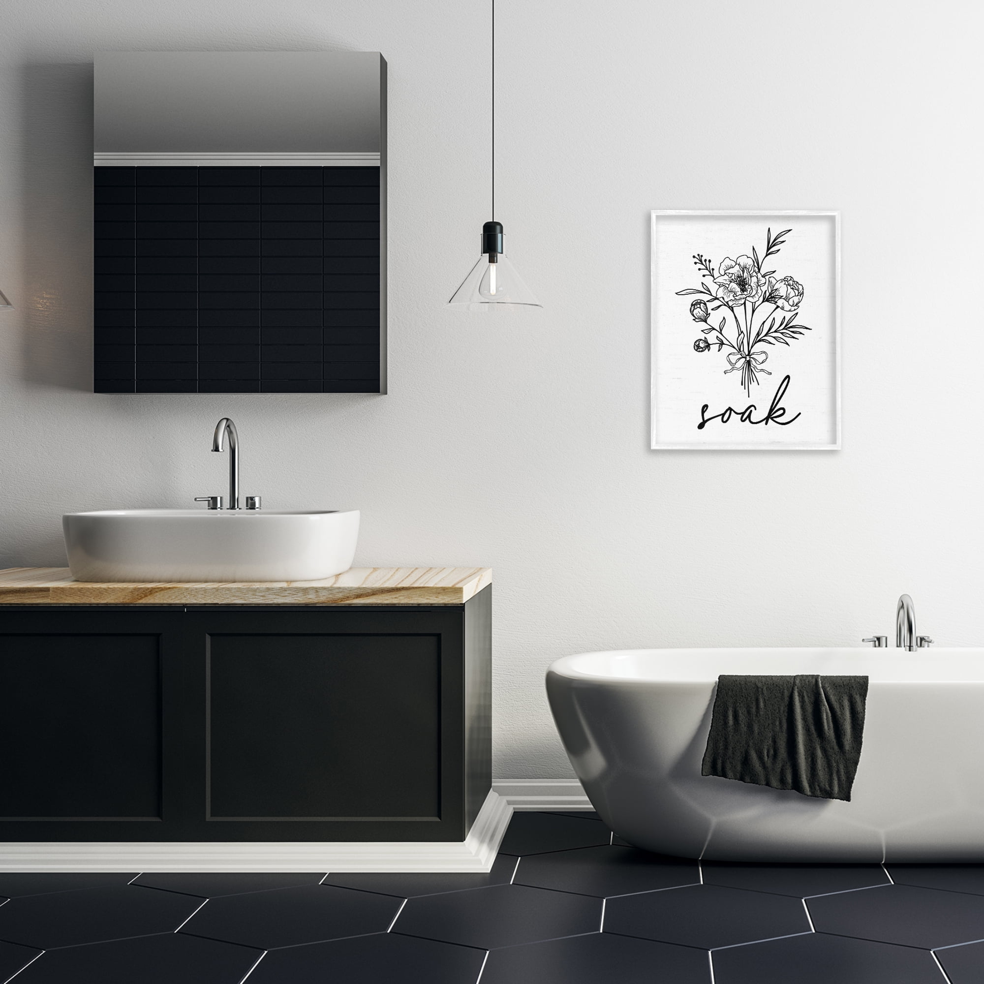 Bathroom Herb Soak White Framed Giclee Art, design by Lettered and Lined