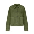 thumbnail image 4 of Women's Faux Suede Cropped Jacket Casual Lightweight Open Front Fall Winter Coat Trendy Outerwear Fashion, 4 of 6