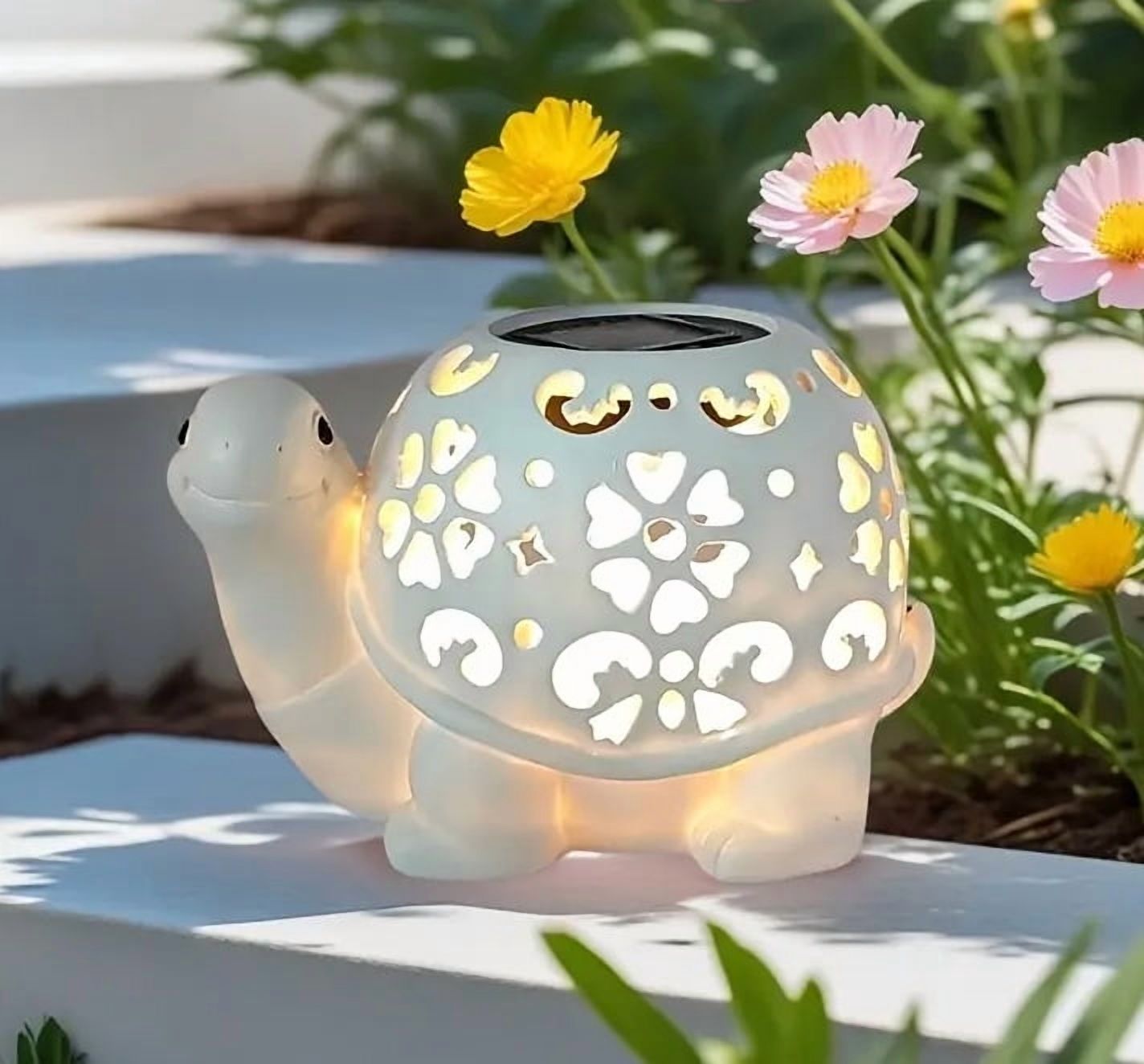 Solar Garden Outdoor Statues Turtle with LED light, Turtle Decor Tortoise Sculpture for Patio, Balcony, Yard Ornaments, Turtle Graden Statue for Outside, Unique Housewarming Gifts, Mom Gifts