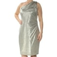 thumbnail image 3 of RALPH LAUREN Womens Gold Metallic One Shoulder Sheath Dress 14, 3 of 4