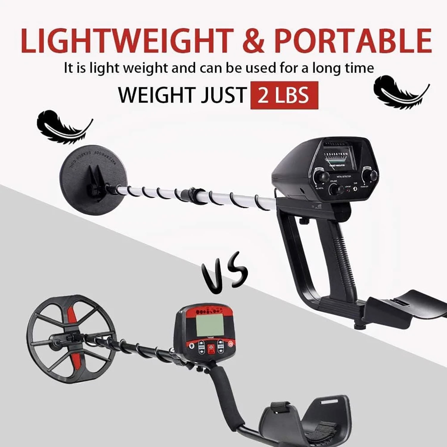 Metal Detector for Adults & Kids, Dual Mode All Metal/DISC, Adjustable Stem with Waterproof Coil, LCD Display for Beach Treasure Hunting & Outdoor Adventures