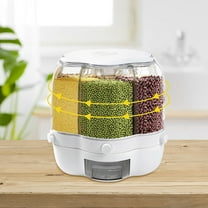 6-Grid Rotating Dry Food Dispenser Kitchen Rice Flour Sugar Grain Storage Bucket
