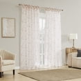 thumbnail image 4 of No. 918 Lioren 2-pack Tonal Floral Sheer Pre-Tied Bow Tab Top Curtain Panel Pair, Dusty Terracotta, 50"W x 84"L (2 Panels), 4 of 6