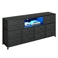 thumbnail image 6 of TV Stand Dresser for Bedroom with LED Light, Power Outlets,12 Drawers, Console Table for 32/45/55/65 inch TVs,55 inch Entertainment Center,Black PU, 6 of 8