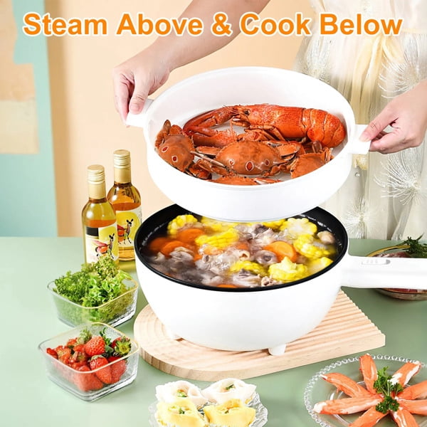 imerelez 3L Electric Multi-Cooker, Non-Stick Hot Pot with Steamer & Dual Power, 1000W Overheat Protection for Dorm