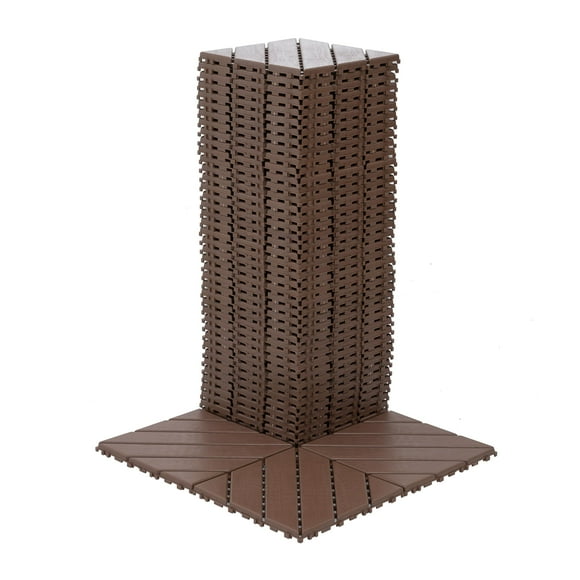 EPIKOIB Plastic Interlocking Deck Tiles 44 Pack Patio Deck Tiles 12""x12"" Waterproof Outdoor Flooring All Weather Use Patio Floor Decking Tiles for Porch Poolside Balcony Backyard Brown