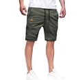 thumbnail image 2 of Mens Casual Cotton Shorts Drawstring Elastic Waist Summer Golf Pants Stretch Twill Beach Chino Shorts Army Green L, 2 of 7
