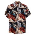 thumbnail image 1 of Leutsin Men Short-Sleeved Printed Color Buttons Cardigan Casual Shirt Tops, 1 of 3