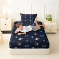 thumbnail image 4 of Manfei Vintage Blue Planets Twin Sheets,Celestial Stars Dots Bedding,3 Pieces,1 Flat Sheet,1 Fitted Sheet and 1 Pillowcase, 4 of 6