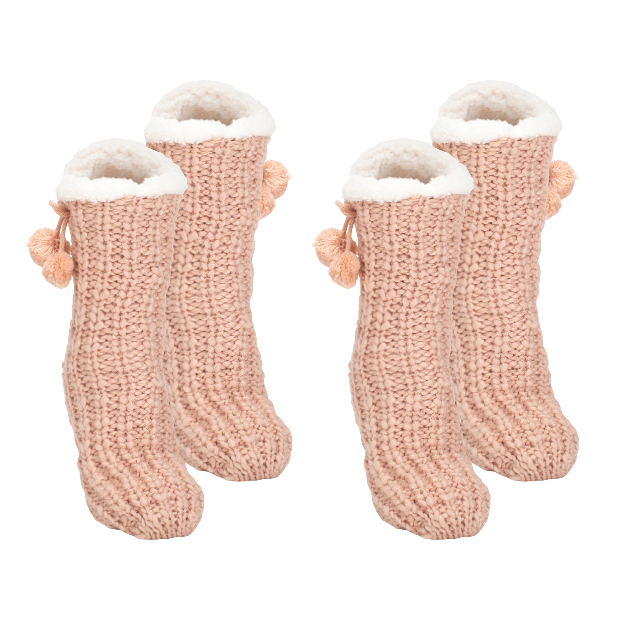Dust Pink Gold Glitter Knit Pom Pom 