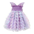 thumbnail image 2 of LYHaoo Girls Sparkly Dress Fairy Sleeveless Party Tutu With Star Sequins And Bow，Girls Casual Dresses Sizes 3-4 Years Purple, 2 of 7