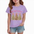 thumbnail image 4 of sdbrld Christmas Shirts for Kids Girl Xmas Cute Graphic Tshirts Cartoon Short Sleeved Tee Tops Purple Sizes 2-3 Years, 4 of 6