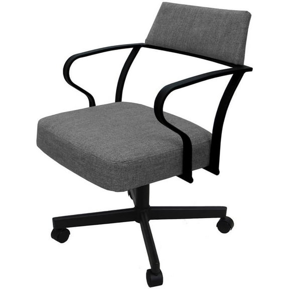 Carolina Swivel Tilt Metal Dining Caster Chair - Gray fabric - Black frame