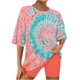 thumbnail image 5 of Conjunto de Pijama de las Mujeres de Manga Corta Sólida de Lechuga Y Pantalones Cortos de 2 Piezas de Poliéster, Pijama Suelto Casual para el Verano, 5 of 6