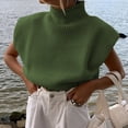 thumbnail image 4 of sunsanly Fall Spring Sweater Sleeveless Knitted Loose Pullover with Shoulder Pads Keep Warm Turtleneck Solid Color Lady Sweater Women Clothing, 4 of 8