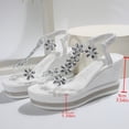 thumbnail image 4 of Modisza Womens Rhinestone Low Wedge Sandals Summer Dressy Platform Slide Sandal Clear Strap Open Toe Flower Shoes for Party Size 9.5 White, 4 of 7