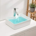thumbnail image 3 of Lordear  19"x15" White Ceramic Handmade Rectangular Bathroom Vessel Sink with Faucet Hole - 18.85x14.4x5.25 18.85x14.4x5.25 - White, 3 of 5