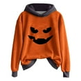 thumbnail image 1 of Flixy Sweat à Capuche Grande Taille pour Femmes, Imprimé Citrouille, Manches Longues, Noir, Automne, P, 1 of 3