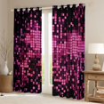 thumbnail image 2 of Manfei Futuristic Cubes Blackout Curtains Set of 2 (52x84 Each) for Female Men,Black Pink Plaid Window Curtains,Geometric Grid Curtains and Drapes,Lightweight Room Decor, 2 of 6