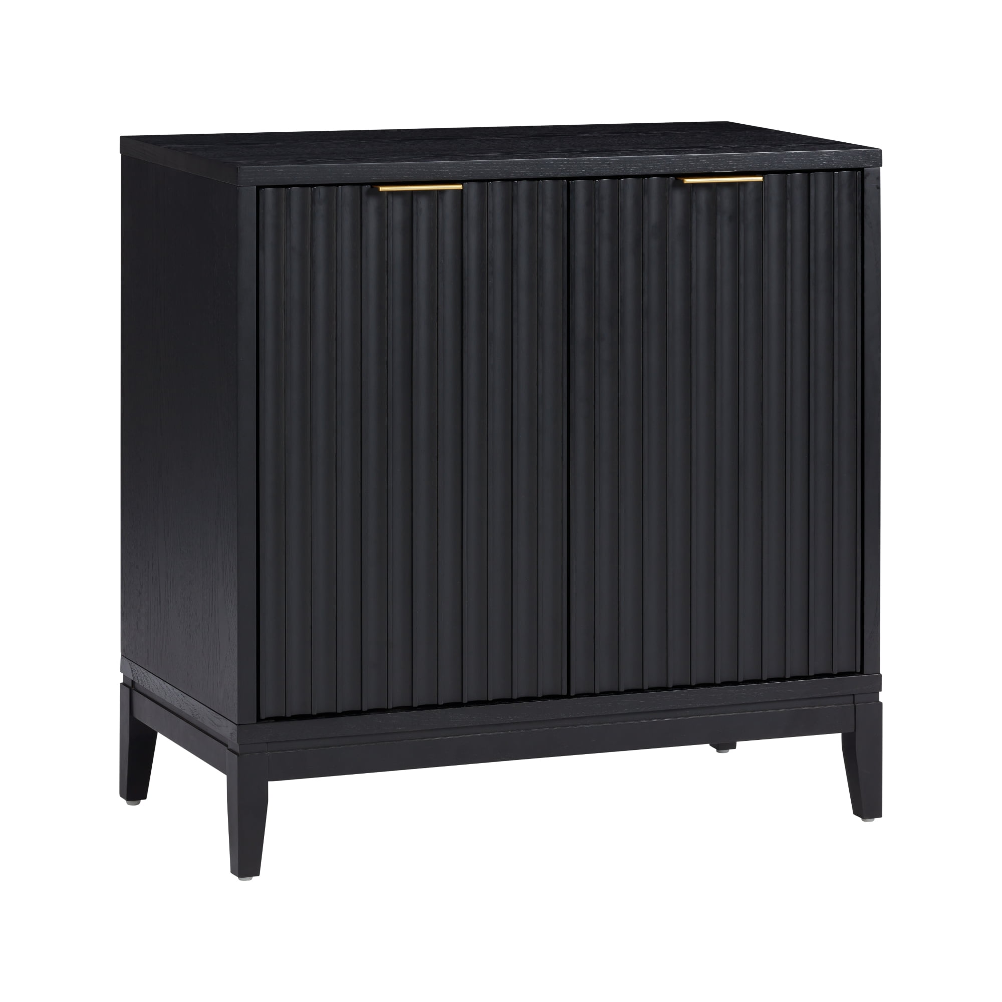 Nathan James 71804 Jasper Modern Sideboard Storage Accent Cabinet with Fluted Doors, Black Oak
