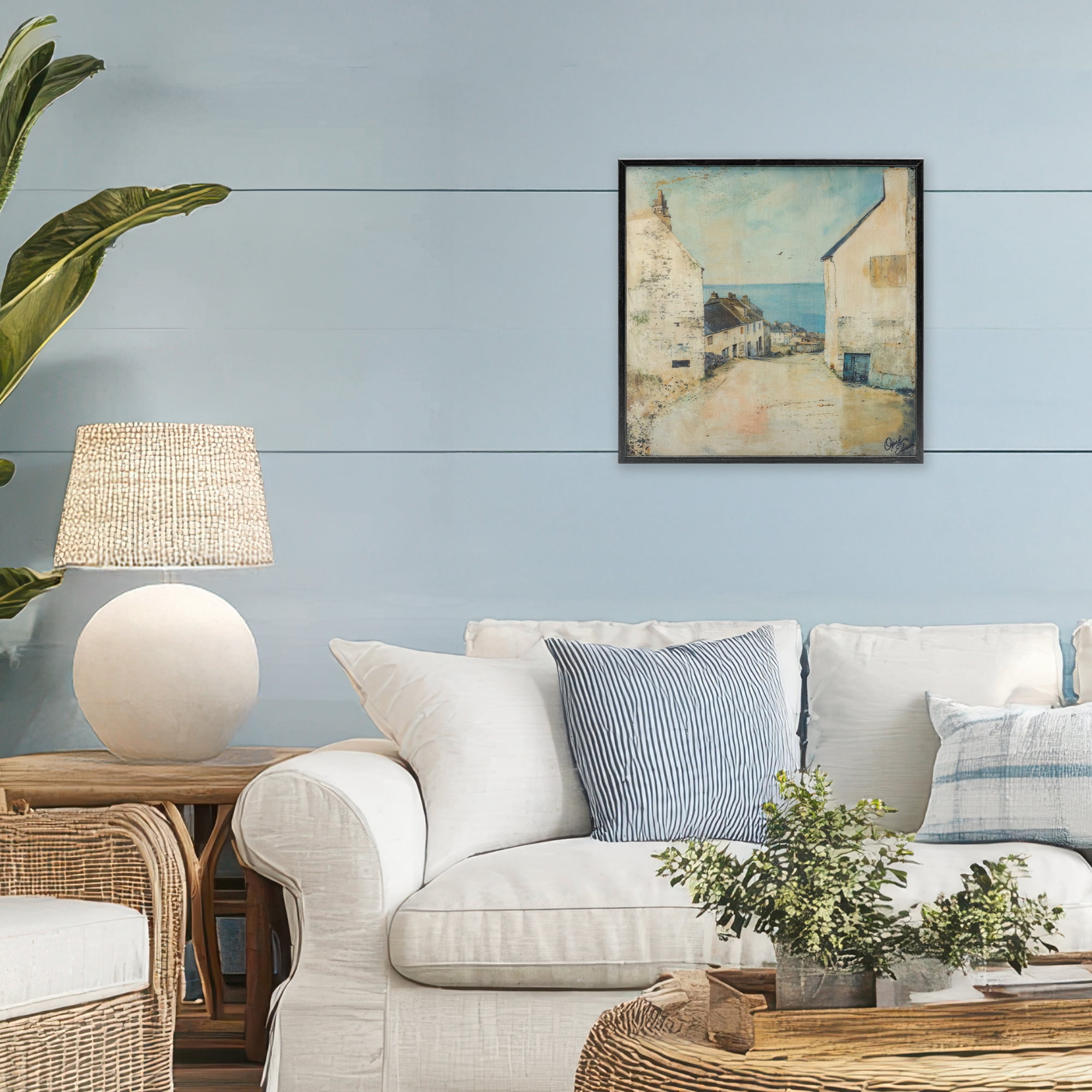 Stupell Industries Coastal Town Walk Black Framed Giclee Art, design by Opal Edison