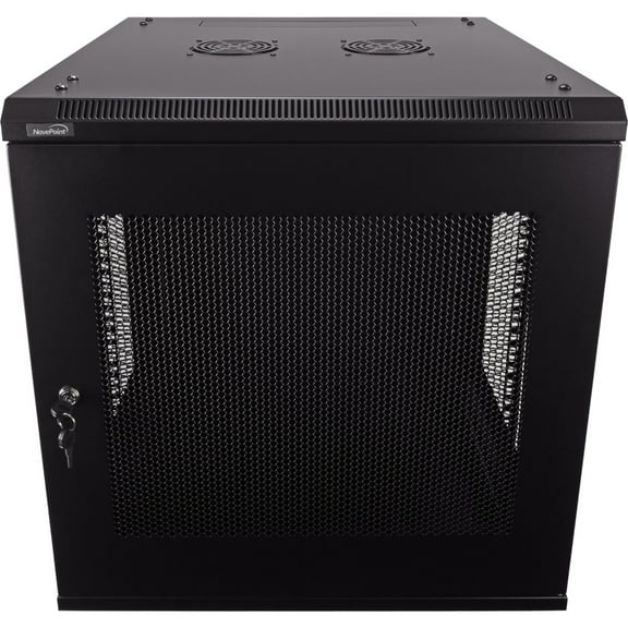 NavePoint 12U Server Rack Enclosure - 23.6” Deep, 12U Wall Mount Network Cabinet with Locking Perforated Door, 19” IT Equipment Compatible, 12U Network Rack, Removable Side Panels, Black
