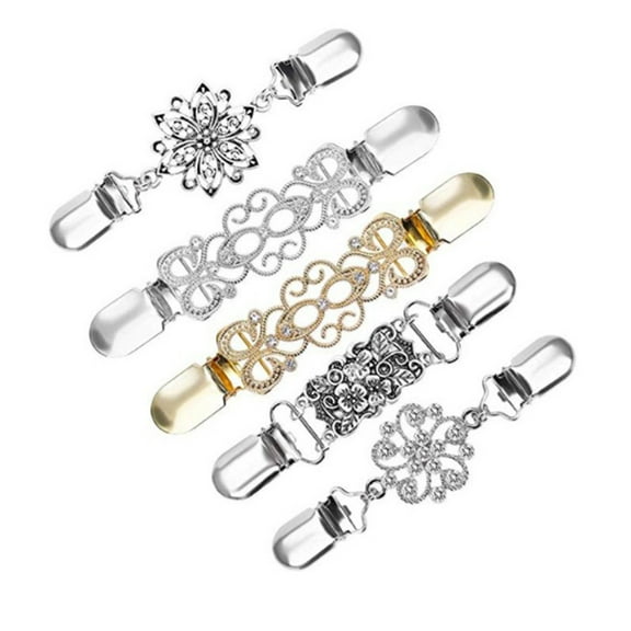 ✪ 5PCS Fit Dresses Cinch Clips Scarf Clip Retro Cardigan Collar Clips Shirt Clip Shawl Clips Sweater Collar Clips Set