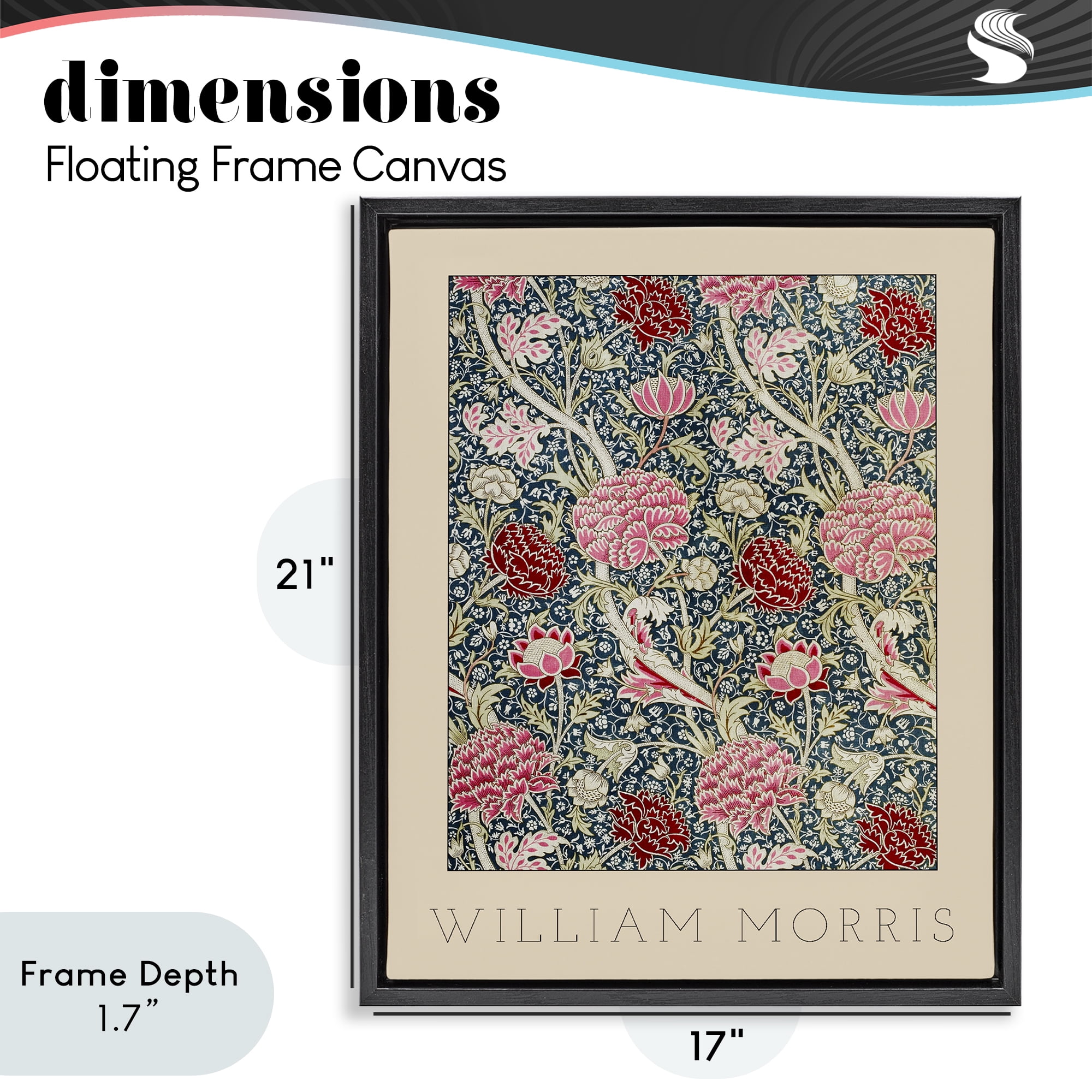 Stupell Industries Ornate Intertwined Flower Classic Black Framed Floater Canvas Wall Art, design by Lil' Rue