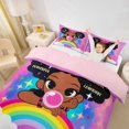 thumbnail image 2 of Castle Fairy Black Girl Duvet Cover King,Vibrant Rainbow Stars Print King Bedding,Magenta Black Gold,1 Duvet Cover and 2 Pillowcases, 2 of 6