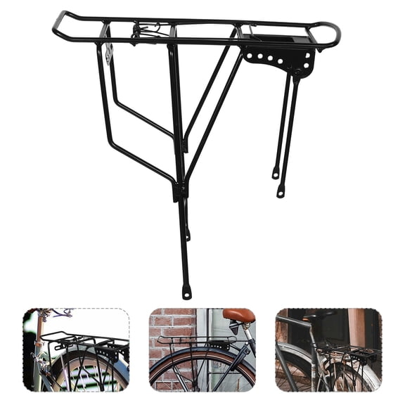 Hemobllo Black Adjustable Rear Bike Rack Cargo Carrier with Back Seat Support for Mountain and Road