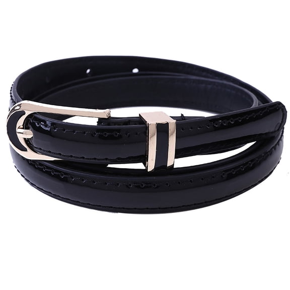 Womens Thin Belt for Jeans, Adjustable Pin Buckle Waist Belt, Narrow Dress Belt for Skirts Trousers, Vintage Casual Waistband, Fashion Daily Wear Black