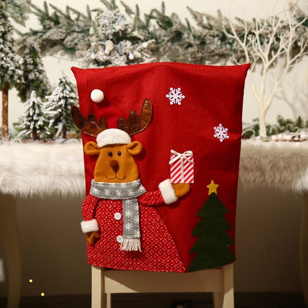 Nuevos adornos navideños Santa muñeco de nieve ciervo barba restaurante decoración silla cubierta Wmkox8yii HFSH5187