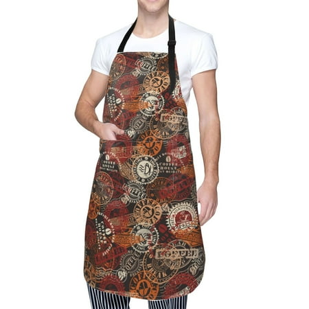 

Cauagu Coffee Stamp Aprons with Pockets Waterproof Apron for Women Kitchen Cooking Apron Adjustable Bib Aprons Chef Apron for Cooking Drawing Crafting