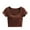 Coffee, variant on fatyb Womens Crop T-Shirts with Built in Bra Square Neck Short Sleeve Basic Tee Summer Going out Tops