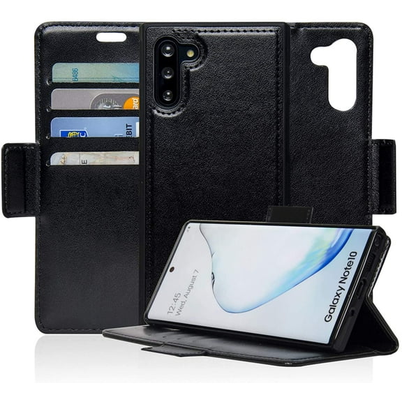 Detachable 2 in 1 Magnetic Wallet Case with RFID Protection Compatible for Samsung Galaxy Note 10 [6.3 inch] [Vajio Series] – Black