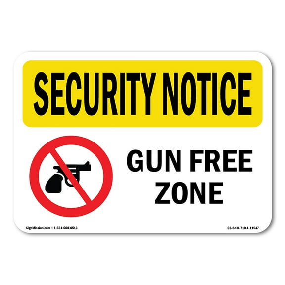 OSHA SECURITY NOTICE Sign - Gun Free Zone | Plastic Sign | Protect Your Business, Construction Site, Warehouse & Shop Area | Made in the USA