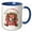 Blue/White, variant on 3drose, a Christmas Ready Beagle Dog in a Elf Hat Sitting on a Red Chair, 11oz Two-tone Blue Mug