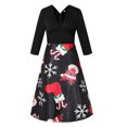 thumbnail image 1 of Vestido de verano para mujer, de manga larga, con cuello en V, estilo vintage, con estampado de empalme de Navidad, para fiestas Fridja  nbo3421, 1 of 4