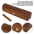 thumbnail image 3 of Wooden Incense Stick Burner Coffin Cone Holder Joss Stick Box with Storage Compartment Ash Catcher Rustic Style Hand Carving, 3 of 7
