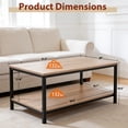 thumbnail image 2 of HomGarden Industrial Rectangle Wood Coffee Table Metal Cocktail Table, Natural, 2 of 10