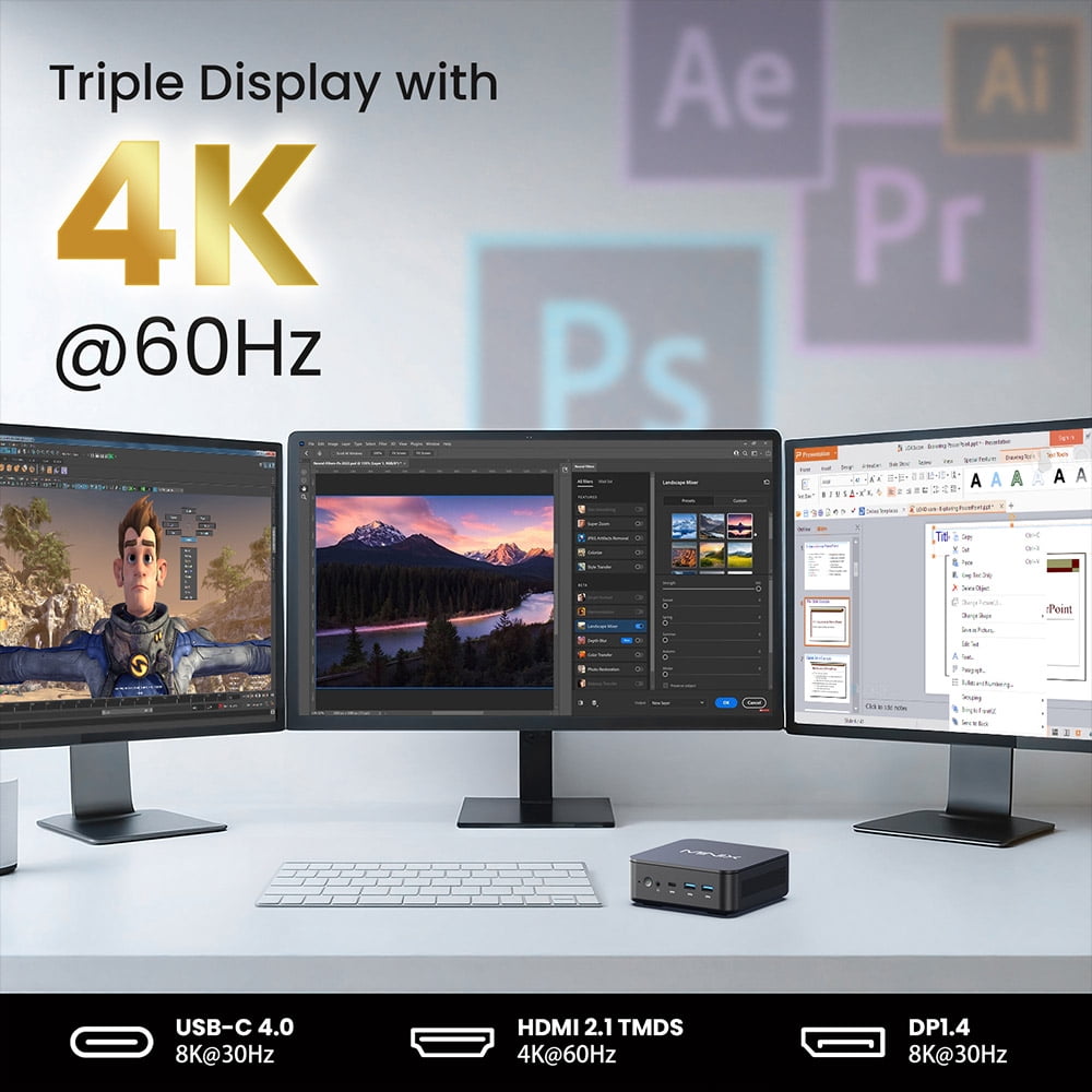 Mini PC – AMD Ryzen 5 6600H with Radeon 660M Graphics, 16GB DDR5 RAM, 512GB NVMe SSD, Triple 4K@60Hz Display Support, Wi-Fi 6E & Bluetooth 5.2, US Plug MINIX NGC NR660