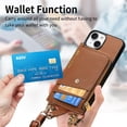 thumbnail image 5 of SaniMore for iPhone 15 Pro Case, PU Leather Removeable Zipper Purse with Card Slots Crossbody Lanyard Shockproof Bumper Anti-drop Love Heart Stylish for Girls Women Wallet Cover, Brown, 5 of 10