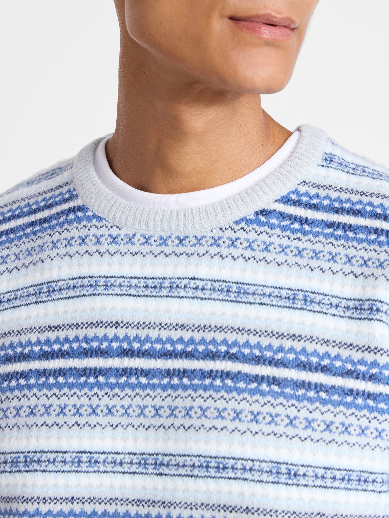 Free Assembly Men's Fair Isle Sweater with Long Sleeves, Size XS-3XL