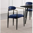 thumbnail image 2 of Modern Stylish 5pc Dining Set Black Sintered Stone Table and 4 Chairs Blue Fabric Uphlostered Luxury Dining Furniture, 2 of 7