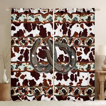Castle Fairy Teens Adults Vintage Horseshoe Blackout Curtains Set of 2 (52x84 Each),Boho Aztec Window Curtains,Abstract Cow Print Curtains and Drapes,Luxury Bedroom Decor